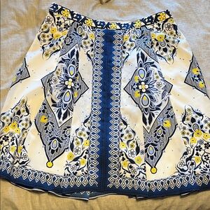 Elegant Blue and Yellow Floral Women's A-Line Skirt